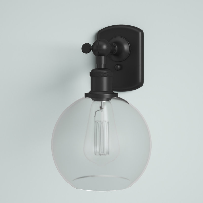 Baptista Armed Sconce, Matte Black, Clear, LED
