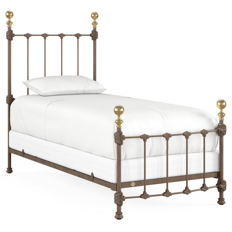 151 Palatial Bed | Complete Standard, Twin, Gloss Off-White/Antique Gold