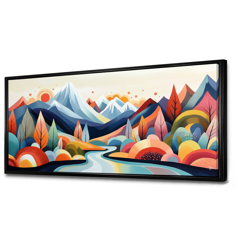 «Blue Orange Julian II», impression d'art sur toile rustique, H 16 po x l 32 po, Cadre flottant noir