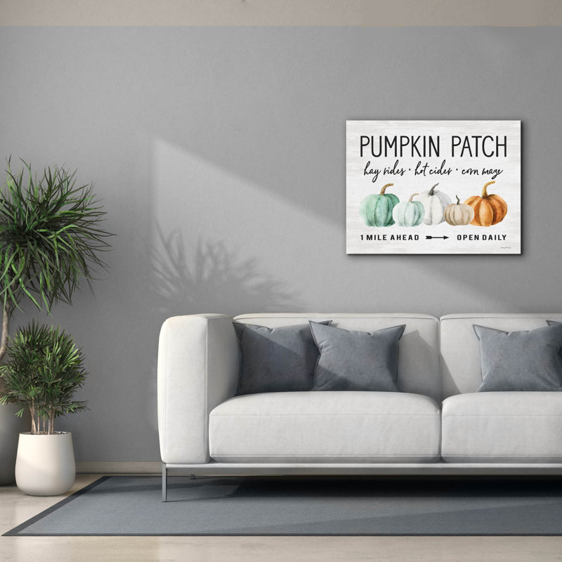  «Pumpkin Patch», art mural sur toile avec lettres et lignes, 34 po x 26 po