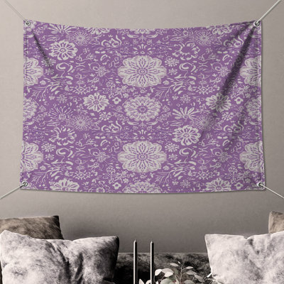Tapisserie murale mauve à motif floral - Décoration murale florale