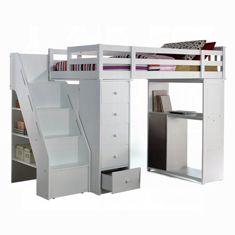 Lit mezzanine simple avec rangement Konley