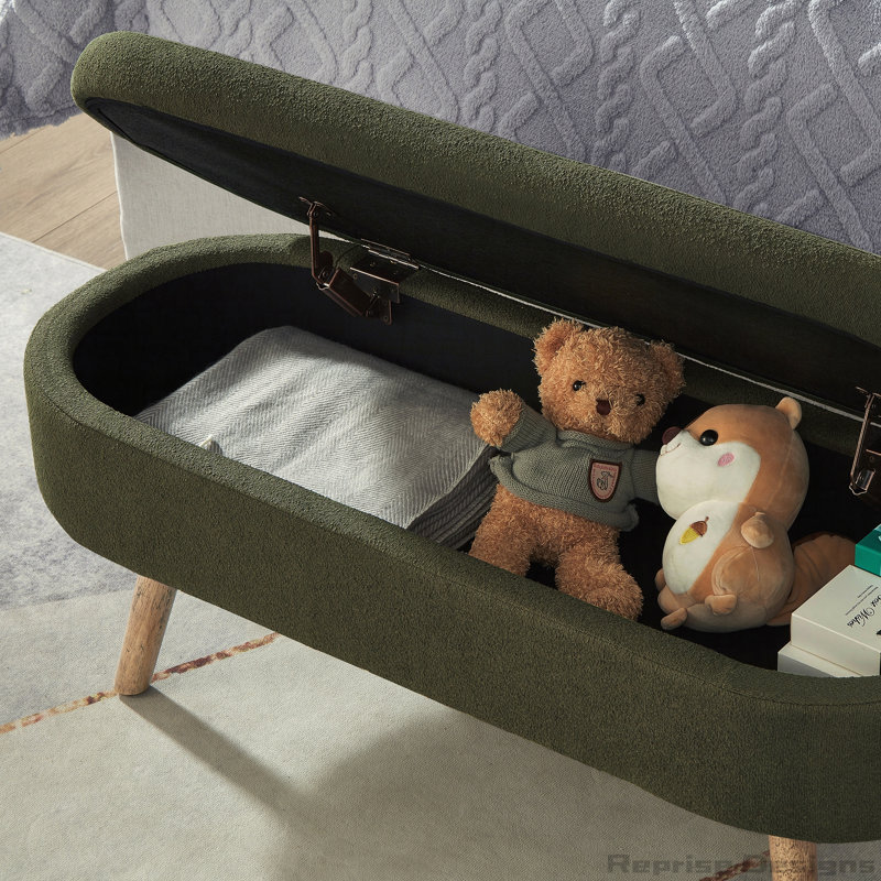 Banc de rangement avec repose-pieds ovale Luxury, Dark Green