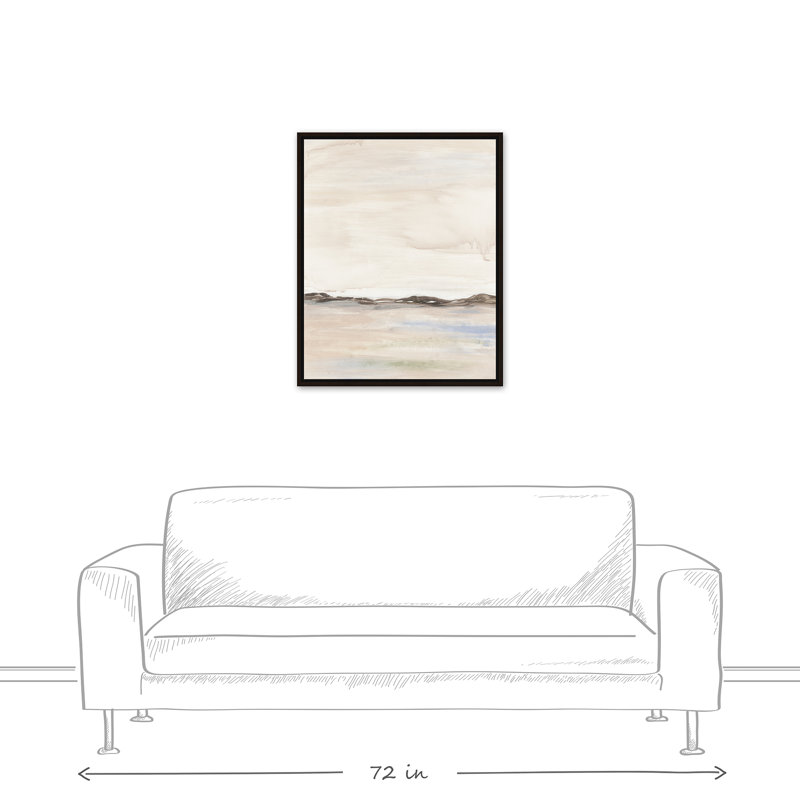" Neutral Soft Landscape ", Brown Floater Frame Canvas, 31.75" H x 25.75" W x 1.75" D