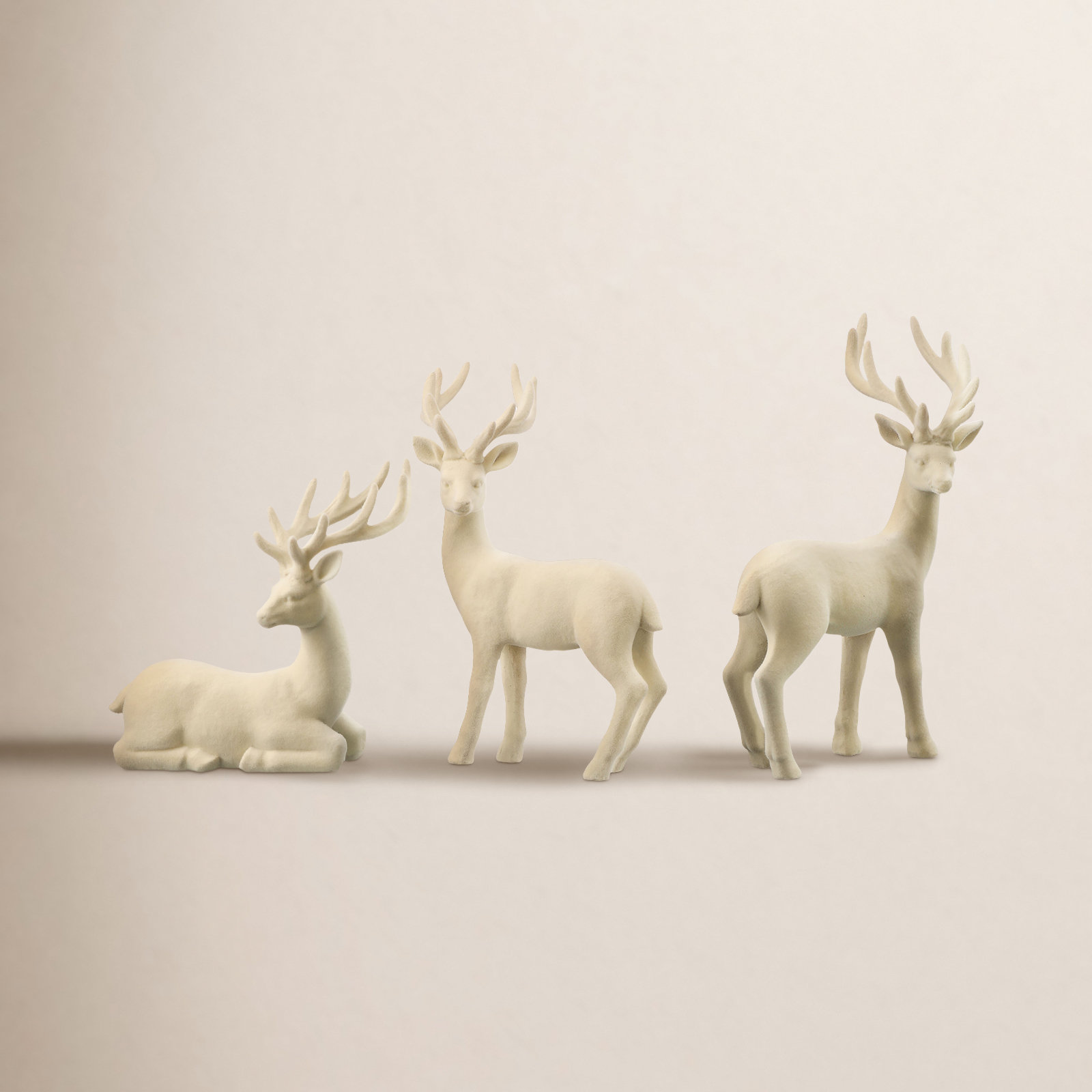 5-9.5" Resin Flocked Deer Set of 3