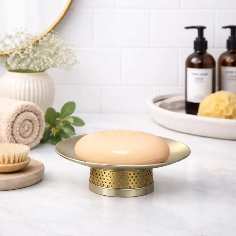 Porte-savon en acier inoxydable avec porte-savon surélevé pour comptoir de salle de bain, douche et lavabo de cuisine en acier inoxydable poli