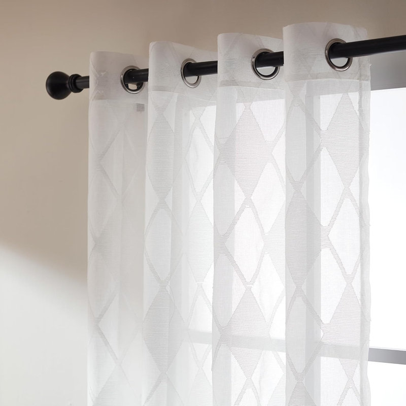 Cutwork Sheer Curtains, Light Filtering & Breathable Window Decor for Bedroom and Living Room, 42×95 in.