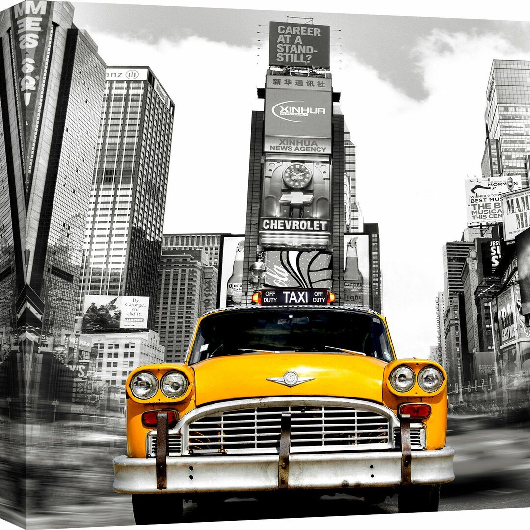 Leinwandbild Vintage Taxi In Times Square, NYC von Julian Lauren