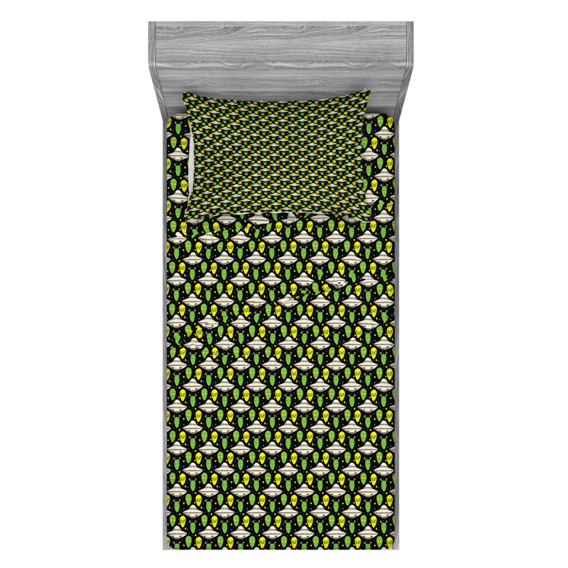 Alien Microfiber Sheet Set, Twin Sheet Set with Fitted Sheet