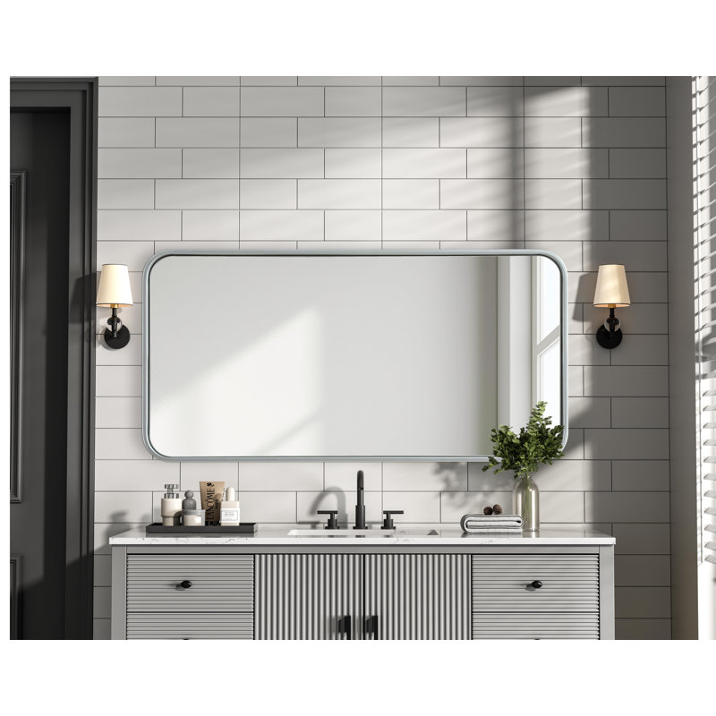 Erath Contour Metal Mirror, Silver, 36" x 18"