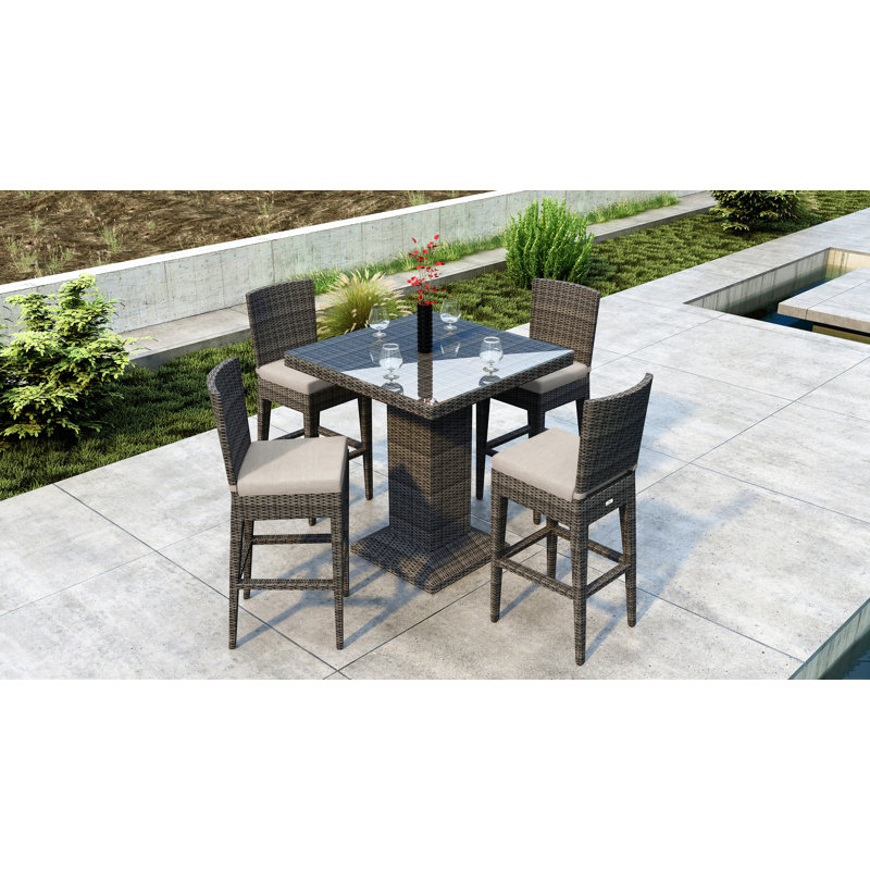 Ballu 4 - Person Patio Dining Set with Square Table, Canvas Flax Sunbrella® Canvas