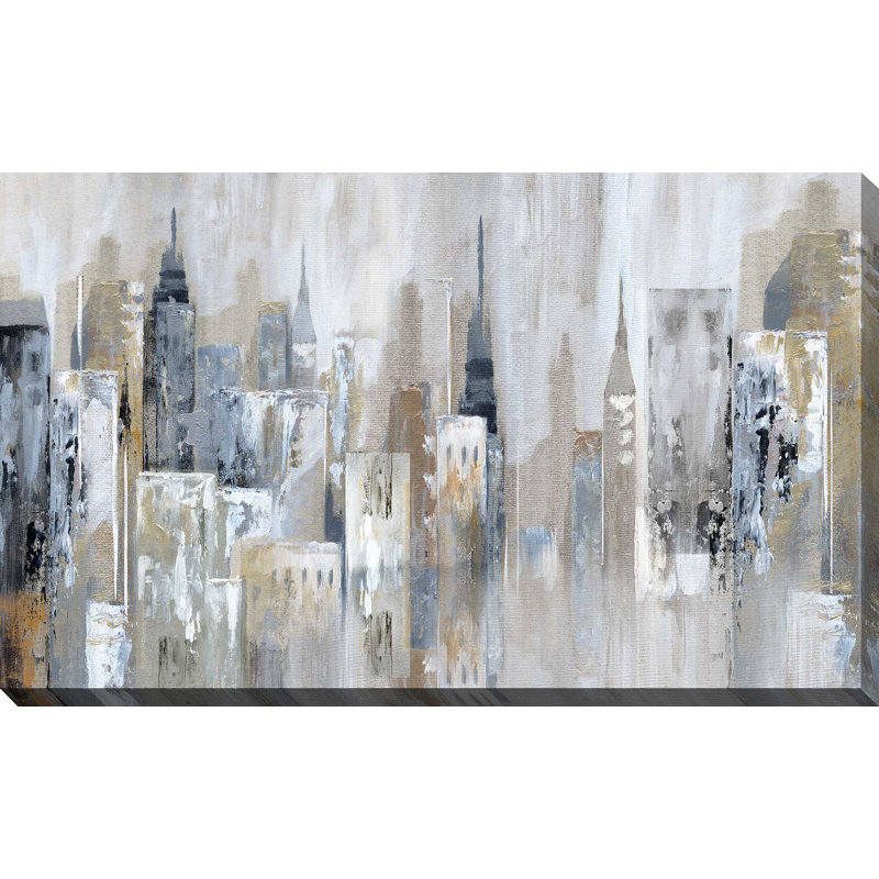 Bay City Reflection - peinture sur toile à cadre flottant, L 72 po x H 42 po, Toile tendue