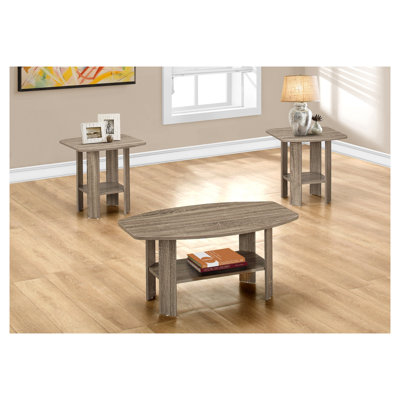 Ensemble de tables basses 3 pièces avec tables de bout, meubles de salon en panneau de particules à finition taupe