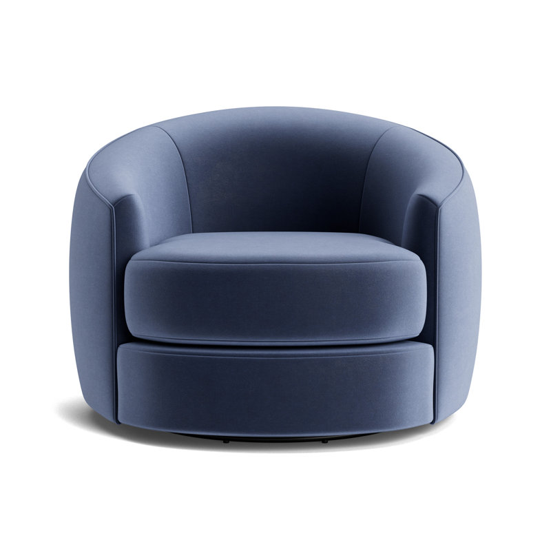 Giselle Full Swivel Chair, Performance Velvet - Indigo