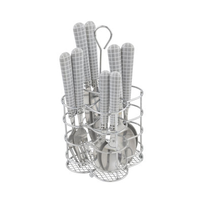 Ensemble de couverts en acier inoxydable 16 pièces French Home Bistro, service pour 4, grille géométrique