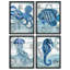 Art mural encadré, pieuvre, poisson-clown, méduse, Amphibiens, art numérique moderne, nautique, bleu, multicolore, pour salon, chambre à coucher, bureau-116662301-116662300