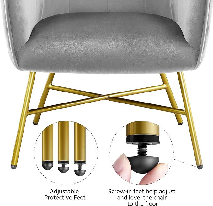 Sunvir Upholstered Accent Chair, Gray Velvet