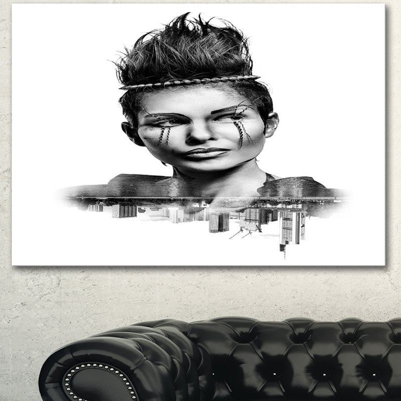 « double exposition femme avec des cheveux », impression, H 20 po x l 20 po x P 1 po, Toile tendue