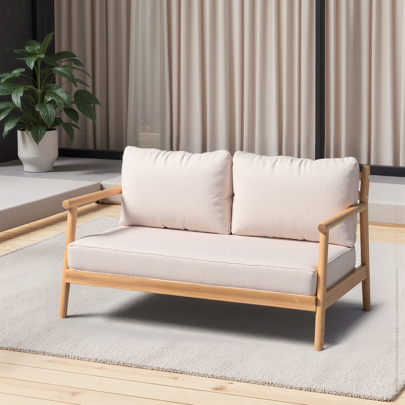 Canapé de patio en bois d'acacia avec coussin résistant à l'eau