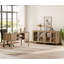 Ensemble de bureau 2 pièces, bureau double 56 po et ensemble de 2 armoires avec porte vitrée, chêne