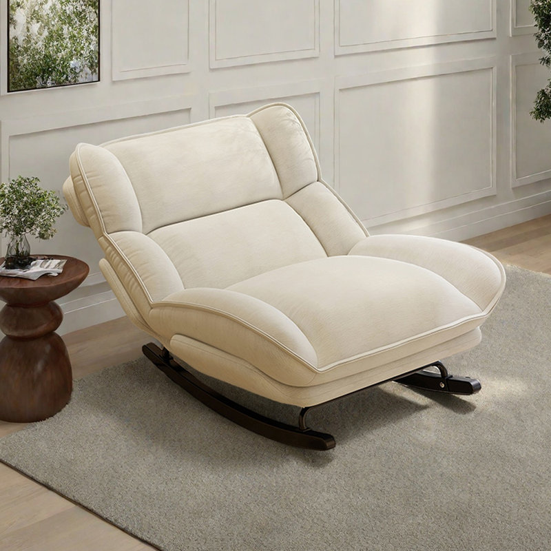 Chaise berçante de balcon avec dossier réglable, Marron foncé, Beige
