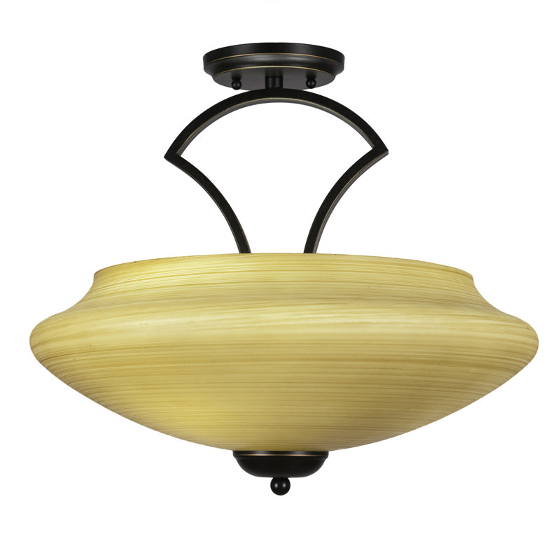 Plafonnier semi-encastré 3 lumières 18 po Couto, Granite noir, Cayenne