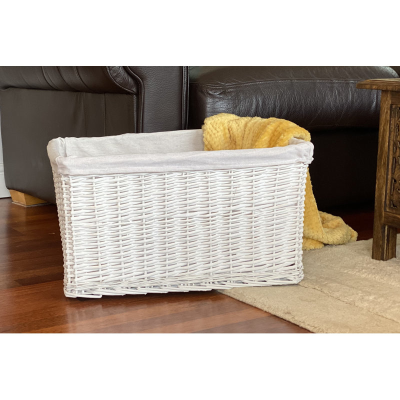 Brambly Cottage Wicker Decorative Basket, 32cm H x 58cm W x 43cm D, White