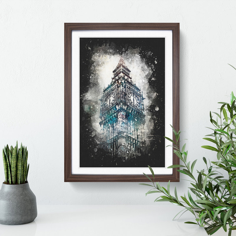 Big Ben London - Picture Frame Graphic Art Print, 87cm H x 62cm W x 2cm D, Walnut Framed