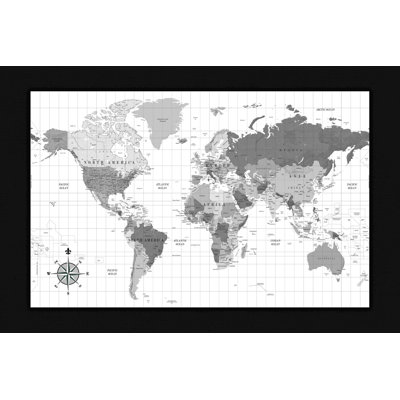 " World Map Black And White "