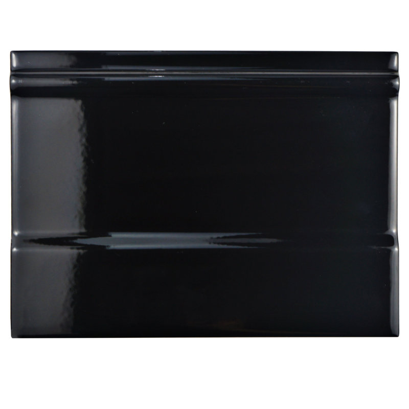 Santorini 7.88" x 5.88" Glossy Ceramic Bullnose Tile Trim in Nero