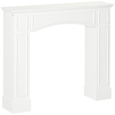 Manteau de cheminée moderne, manteaux de bordure pour foyer avec motif décoratif largeur intérieure 29 po blanc