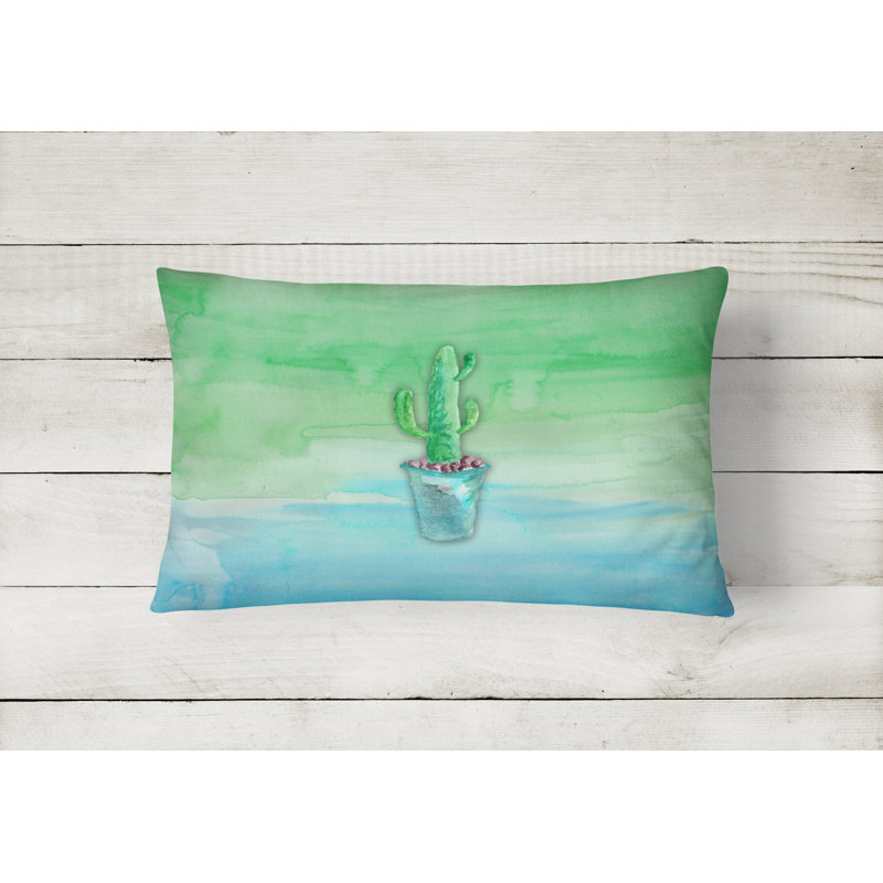 Coussin lombaire rectangulaire en aquarelle de cactus