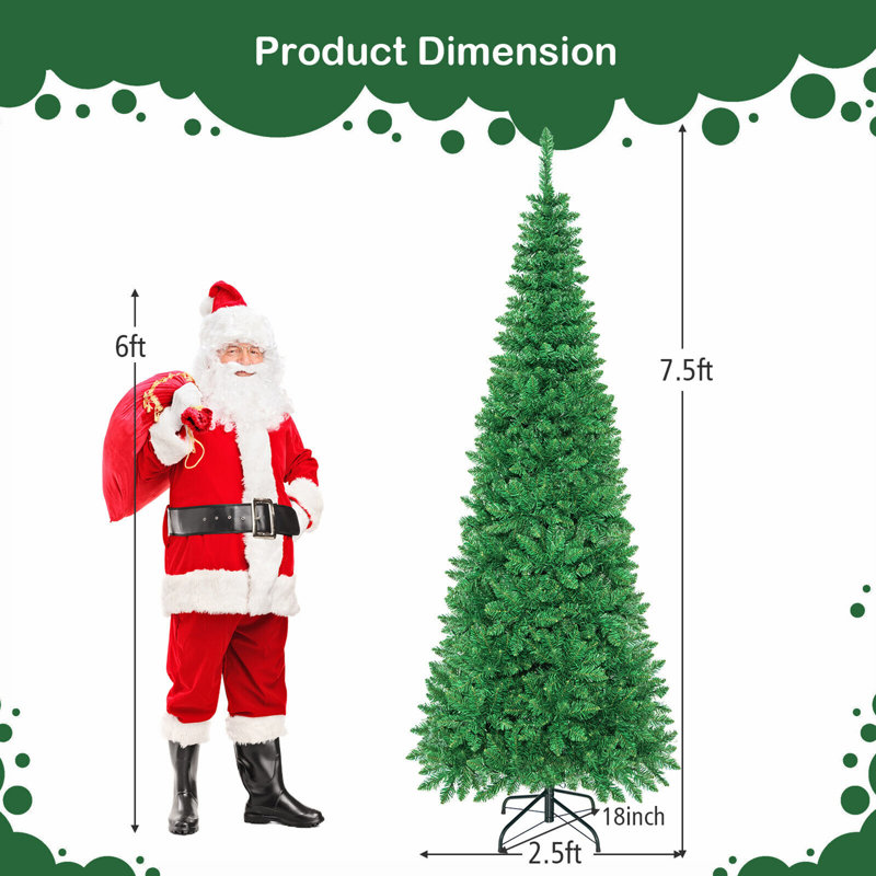 Arbre de Noël artificiel pin vert pré-éclairé 90 po avec 350 lumières multicolores