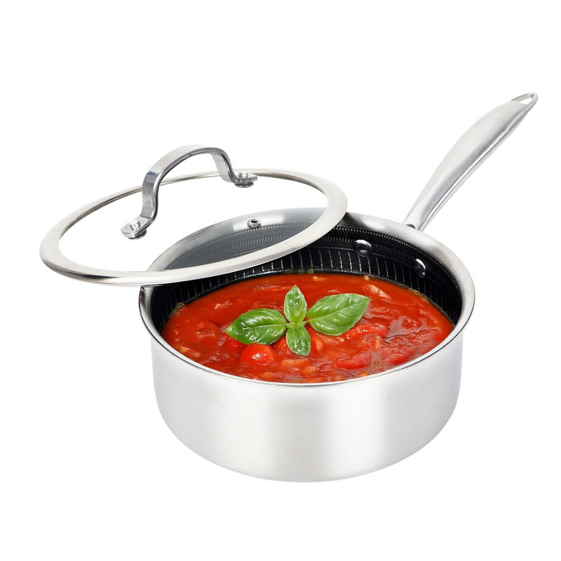 Casserole hybride antiadhésive 3 pintes avec couvercle en verre trempé Brentwood 3 pintes, 3 quarts