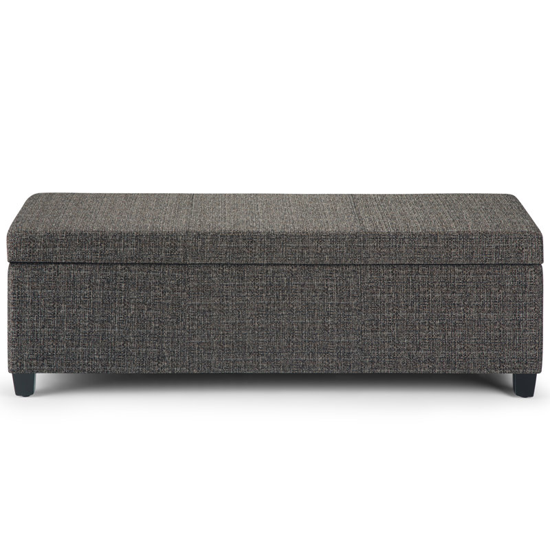 Dark Gray Tweed Upholstered Storage Ottoman Bench