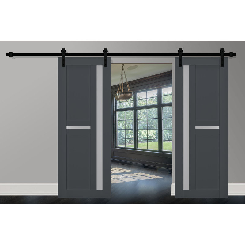 Portes de grange en bois givré Veregio, 84 po x 84 po, Antracite