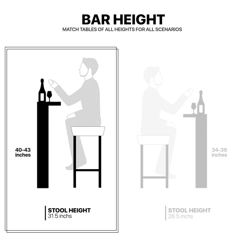 Backless Bar Stools Counter Stools With Footrest, White, Bar Stool (31.5” Seat Height)