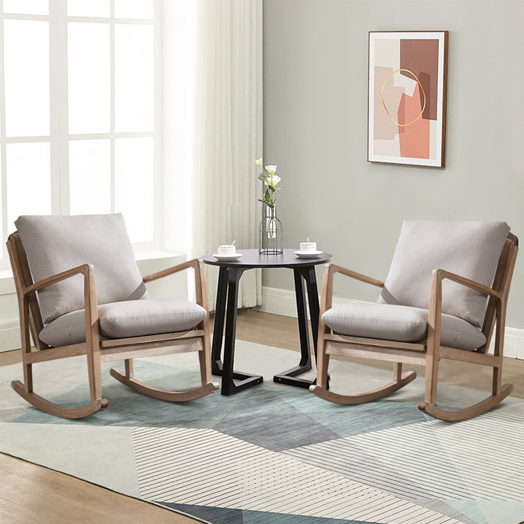 Kywaun 26'' Wide Modern Soft Arm Rocking Chair with Wooden Frame and Removable Cushion