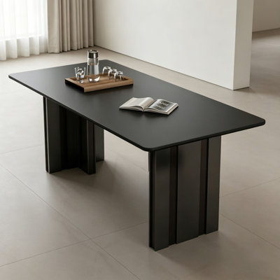 Modern Black Rectangular Dining Table