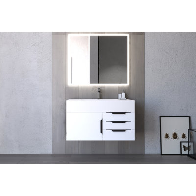 Modern 36" Wall-Mounted Single Bathroom Vanity Set with Mirror