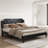 Jashod Bed Frame Upholstered Low Profile Platform Bed with Tufted Faux Leather Headboard-1960151901-1963192842