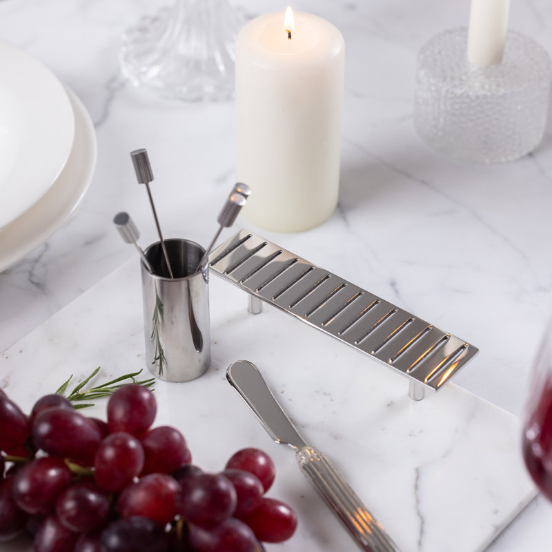 Striations Stainless Steel Bar Tool, Silver