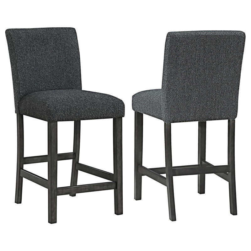Chaise de comptoir rembourrée (ensemble de 2), Tissu noir