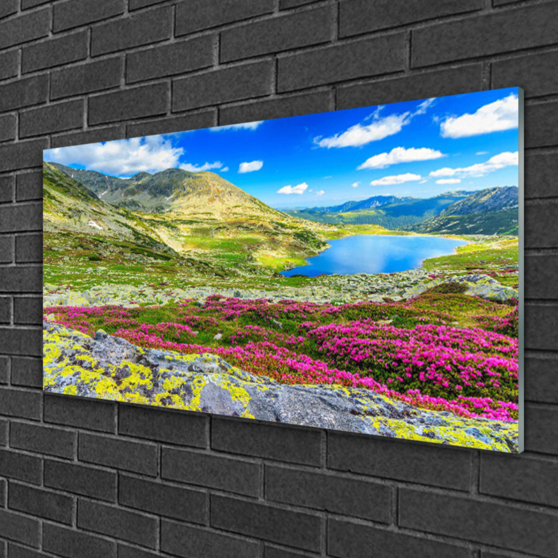 Nature Mountain Bay Meadow - No Frame Print on Glass