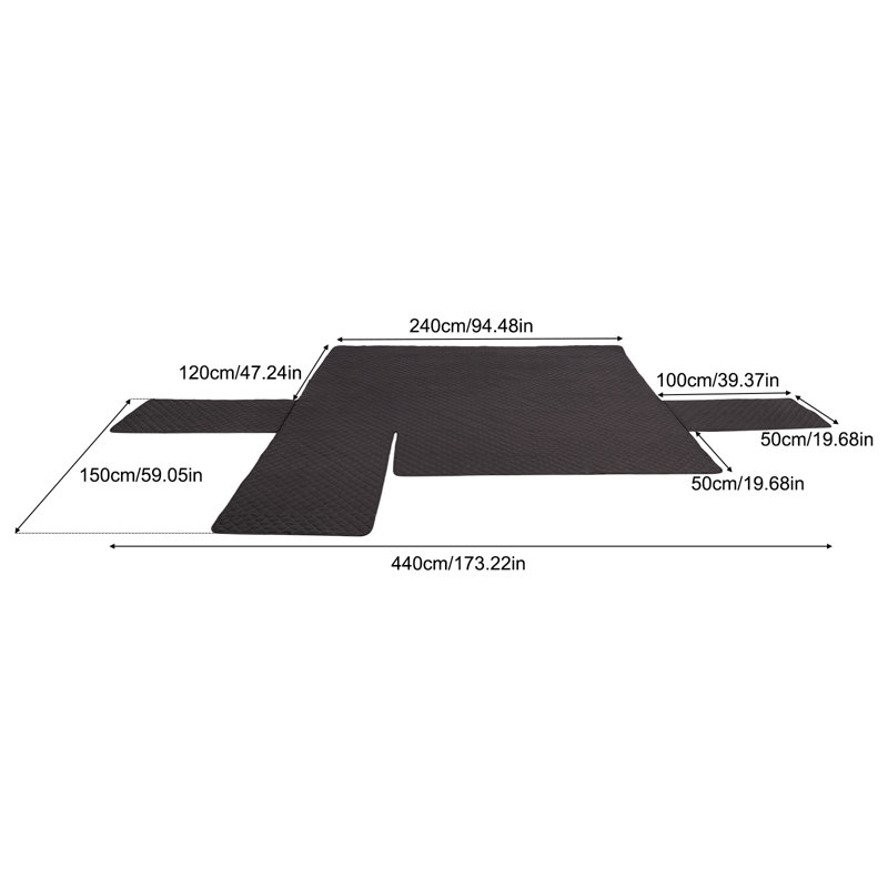 Housse pour canapé à coussins carrés/rectangulaires, Polyester / coton noir