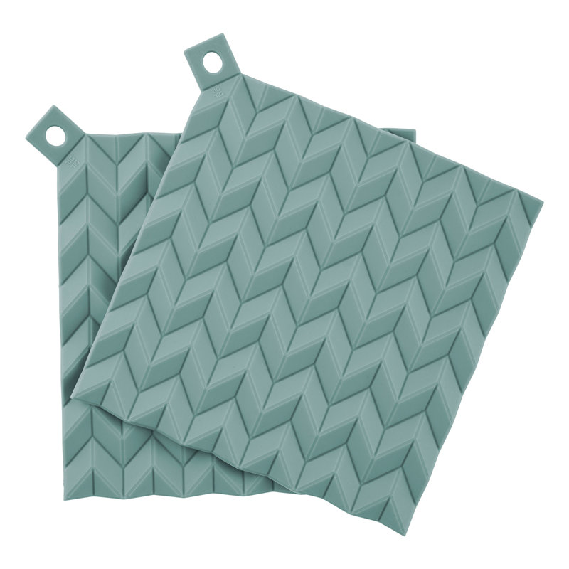 RIG-TIG Chevron Silicone Potholder Set, Green