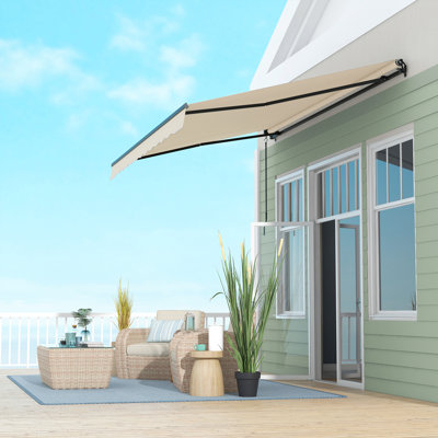 Outsunny Polyester Cover Retractable Patio Awning