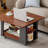 27.6'' Modern Multi-Function Coffee Table/Side Table With Foldable Top & Casters, Multi-Tier Storage, Black & Walnut-1290079833