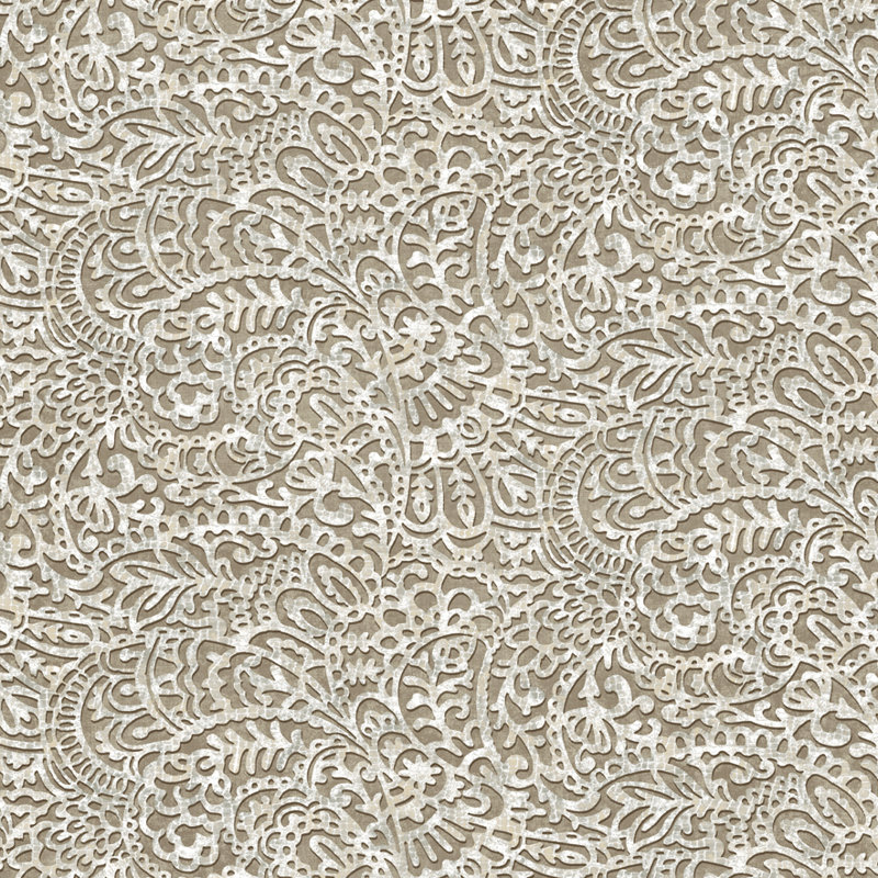 Risky Business Paisley Wallpaper Roll, Ash Gray/White/Taupe Brown