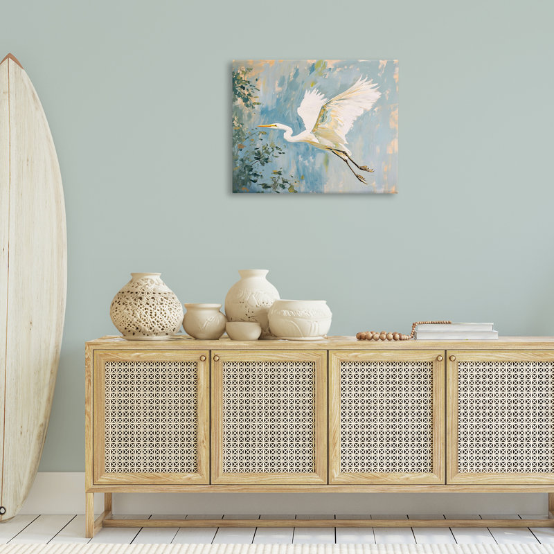«White Heron in Flight» par Ramona Murdock, H 24 po x l 30 po
